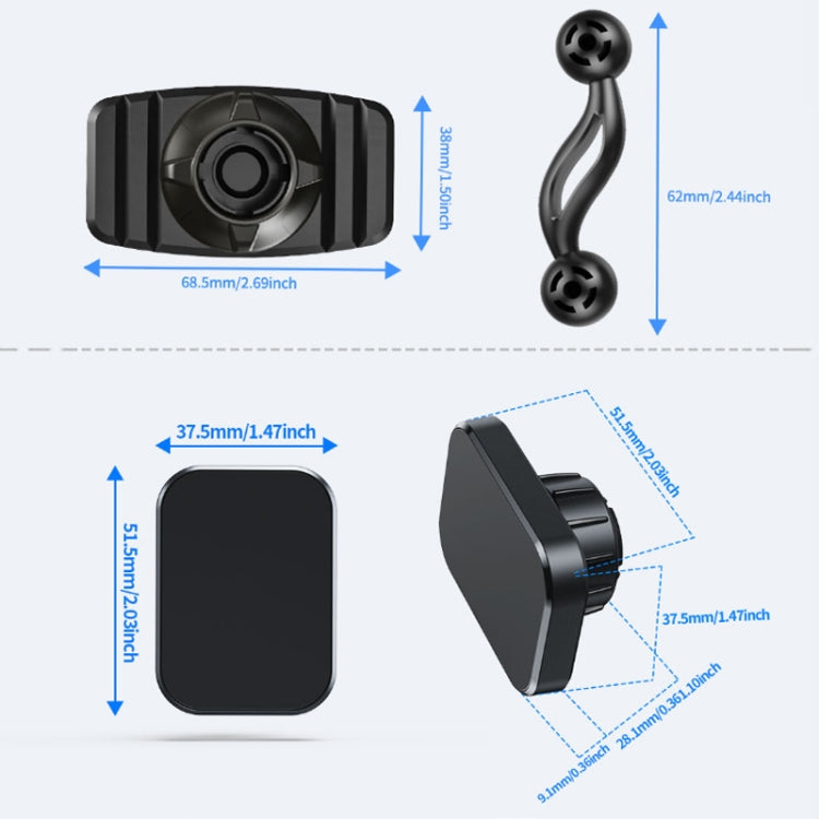 Double-headed 360 Degree Car Magnetic Mobile Phone Navigation Holder(Gray)