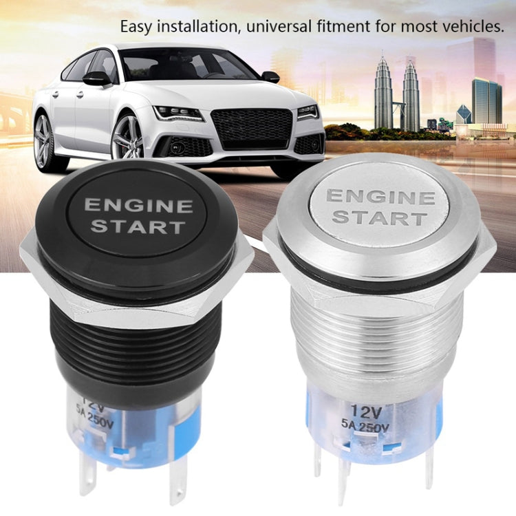 19MM Car Modification One-Button Start Switch Waterproof LED Metal Button(Black) - Car Switches by PMC TechLife | Online Shopping South Africa | PMC TechLife | Buy Now Pay Later Mobicred