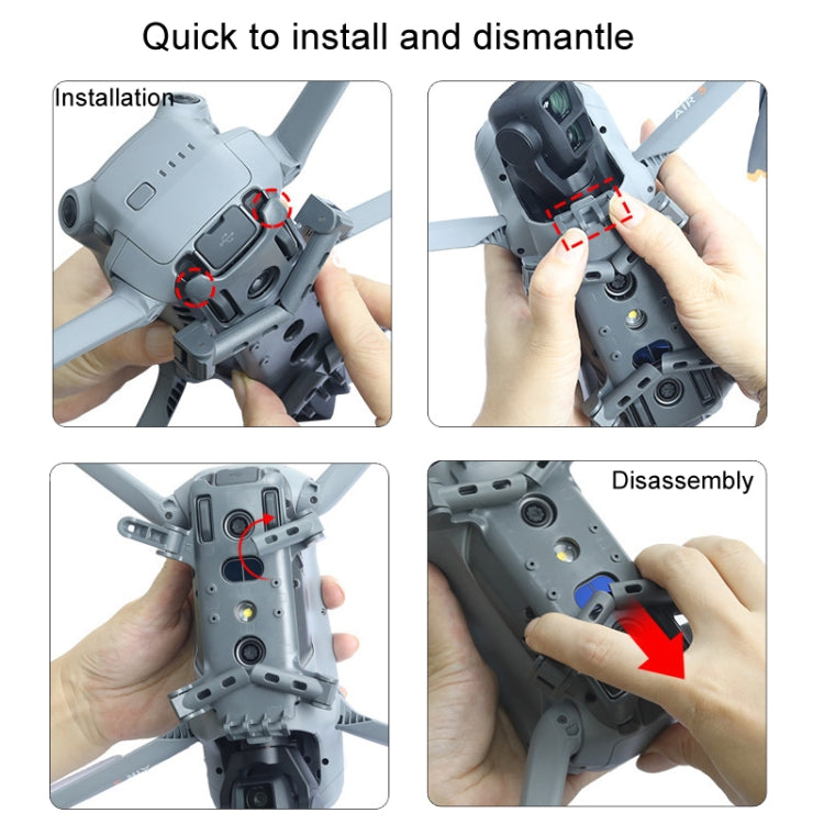 For DJI Air 3 Heightened Landing Gear Body Protection Fall and Crash Proof Folding Extension Kickstand(Gray)