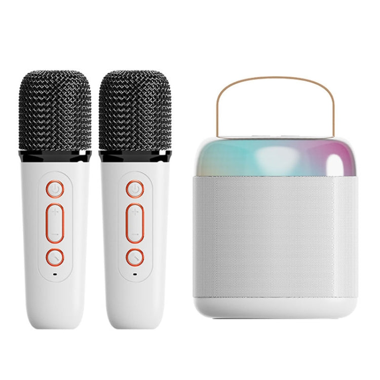 Home Portable Bluetooth Speaker Small Outdoor Karaoke Audio, Color: Y2 White(Double wheat)