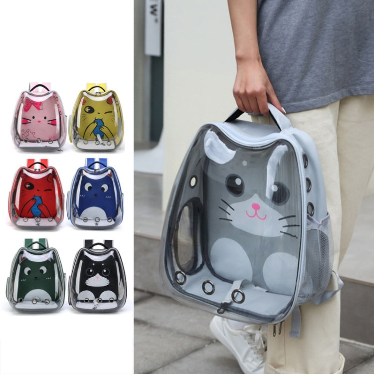 Cartoon Pattern Cat Transparent Pet Bag Space Capsule Portable Pet Backpack, Color: Black