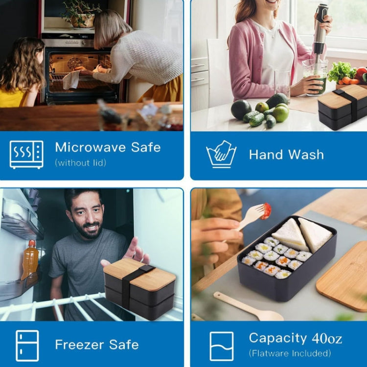 1200ml Portable Compartment Insulated Double Layer Lunch Box Microwavable Plastic Food Container, Color: With Insulation Bag White - Cutlery Sets by PMC TechLife | Online Shopping South Africa | PMC TechLife