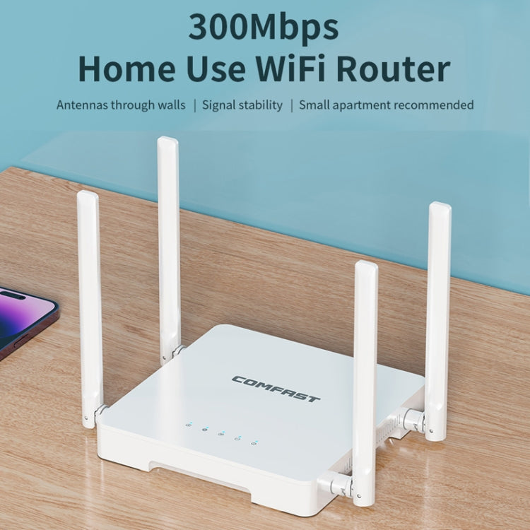 COMFAST CF-N1 V2 300Mbps WIFI4 Wireless Router With 1 Wan + 4 Lan RJ45 Ports,EU Plug