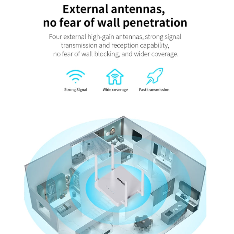 COMFAST CF-N1 V2 300Mbps WIFI4 Wireless Router With 1 Wan + 4 Lan RJ45 Ports,EU Plug