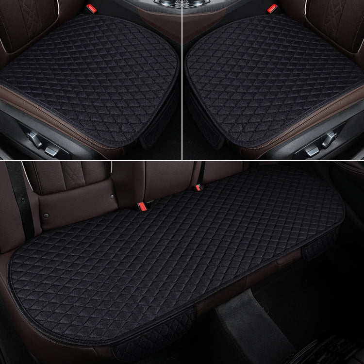 Non-Slip Rhombus Imitation Linen Car Seat Cushion, Color: Black Front Row