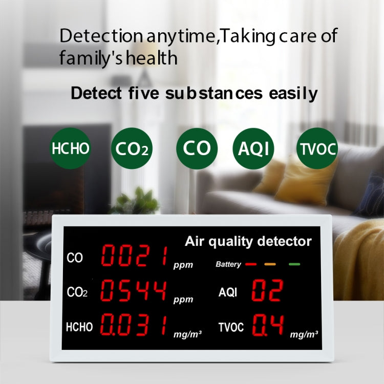 5-in-1 Indoor Home Portable Air Monitor TVOC Formaldehyde Detector(W17 White)