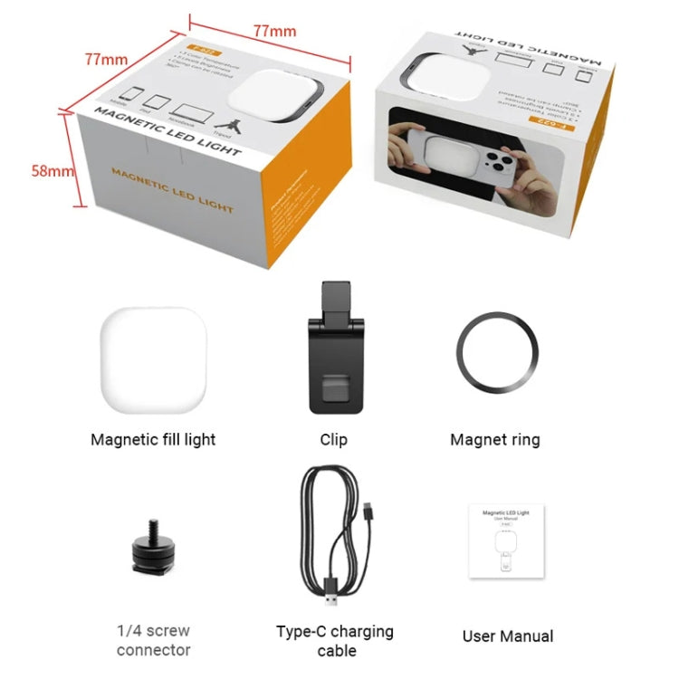 Mini Magnetic Fill Light Rechargeable Tri-Color Temperature Selfie Light - Selfie Light by PMC TechLife | Online Shopping South Africa | PMC TechLife