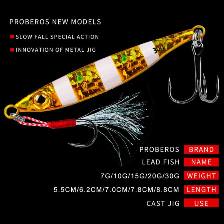 PROBEROS LF126 Long Casting Lead Fish Bait Freshwater Sea Fishing Fish Lures Sequins, Weight: 7g(Color B)