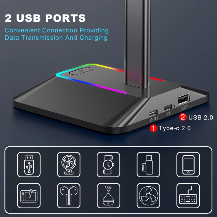 New Bee Dual Output Colorful Headset Display Rack HUB Expansion Headphone Holder, Color: Z8 Black