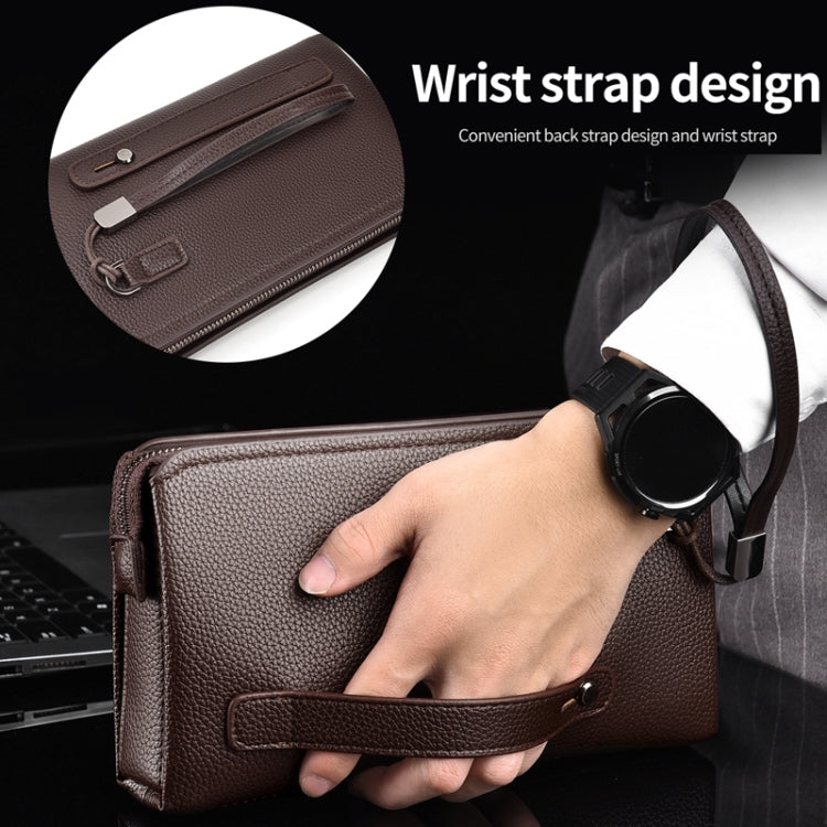 WEIXIER W125 Men Clutch Bag Password Zipper Business Phone Case(Brown) - free shipping - PMC Jewellery - Order now!