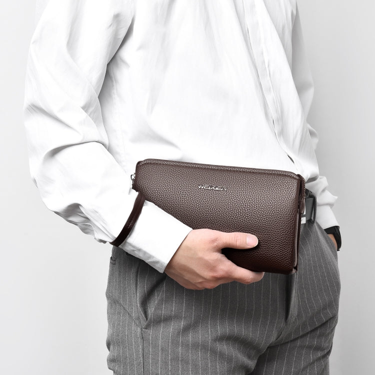 WEIXIER W125 Men Clutch Bag Password Zipper Business Phone Case(Brown) - free shipping - PMC Jewellery - Order now!