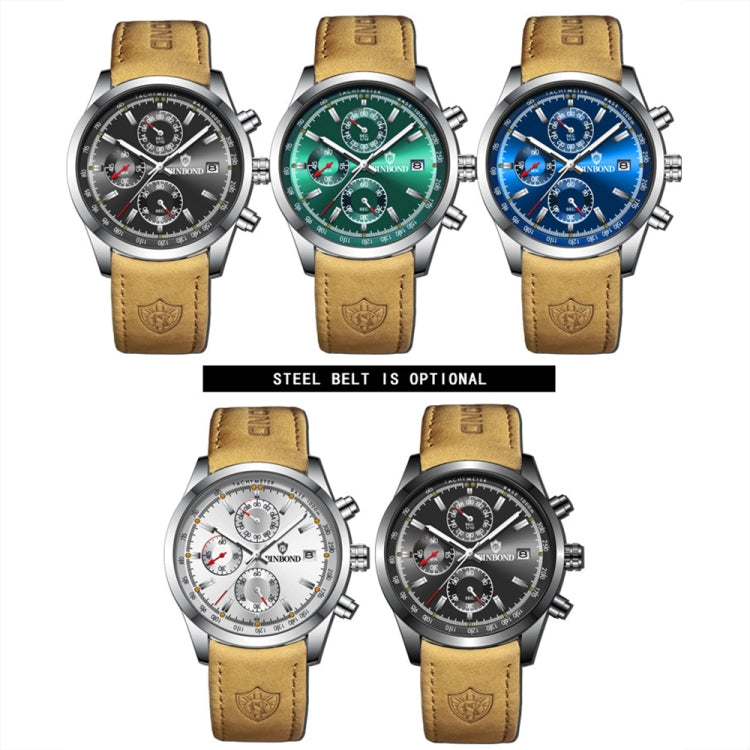 BINBOND B6022 30m Water-resistant Luminous Multifunctional Quartz Watch, Color: Black Steel-Black