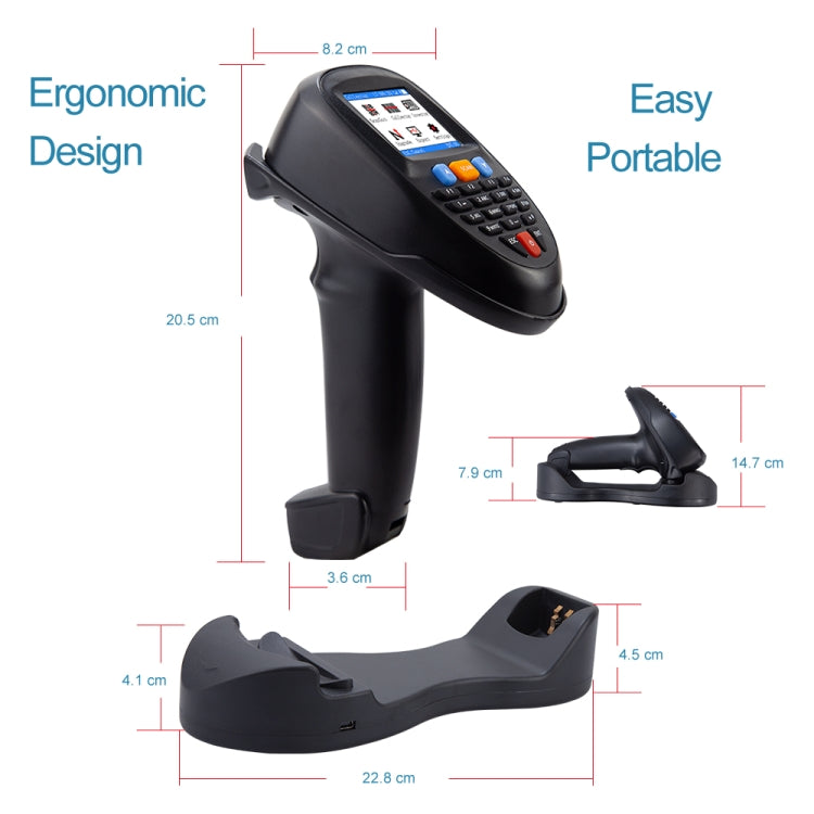 NEWSCAN 1D Laser Wireless Barcode Reader Scanner Data Collector With 2.2-Inch LCD Screen