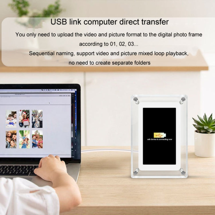 5 Inch HD Digital Photo Frame Crystal Advertising Player 1080P Motion Video Picture Display Player(UK Plug)