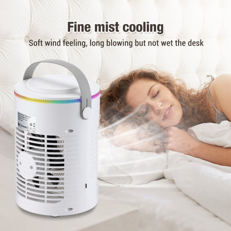 CF-516 USB Home Timed Desktop RGB Light Adjustable Spray Humidification Cooler Fan(White)