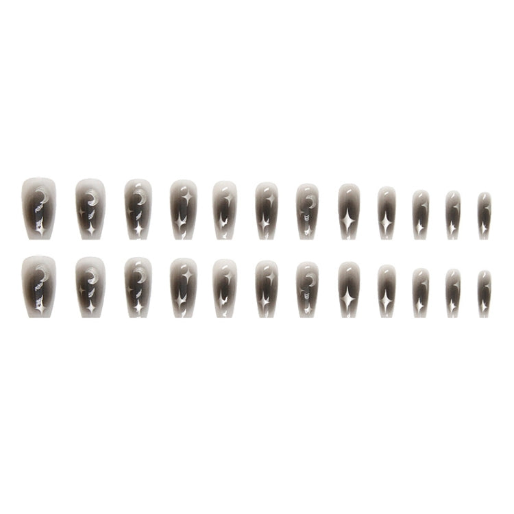 24pcs /Box Press On Nails Dark Star and Moon Series False Nails Mid-Length Ballet Nails(R722)
