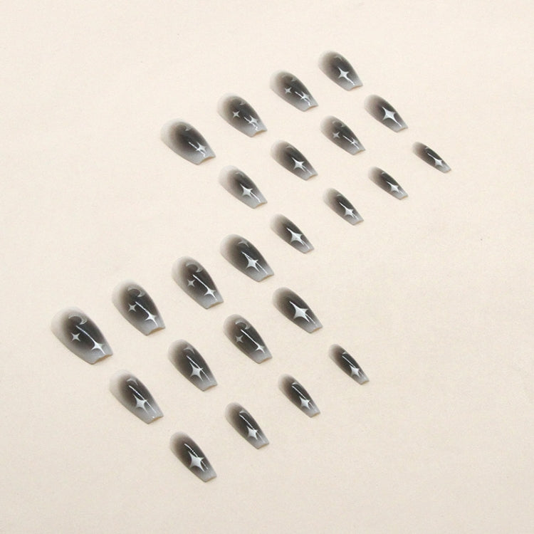 24pcs /Box Press On Nails Dark Star and Moon Series False Nails Mid-Length Ballet Nails(R722)