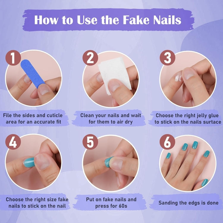 24pcs /Box Press On Nails Dark Star and Moon Series False Nails Mid-Length Ballet Nails(R722)