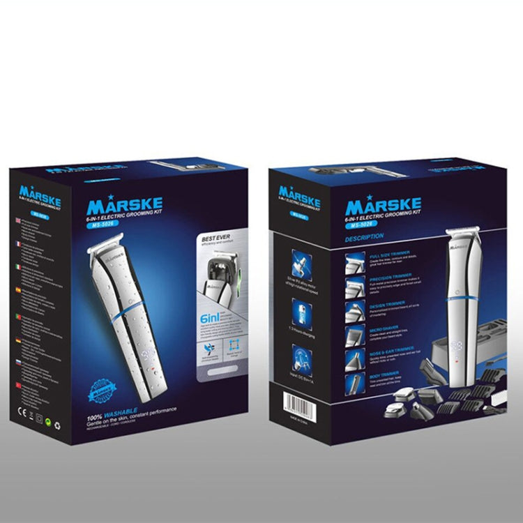 MARSKE 6 In 1 Hair Clipper Grooming Set Rechargeable Razor Carving Nose Hair Trimmer US Plug - free shipping - PMC Jewellery - Order now!