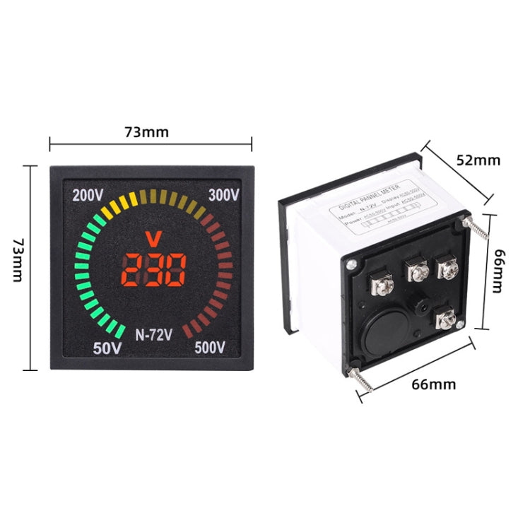 SINOTIMER N-72V AC Voltage Signal Indicator Square Turntable LED Digital Display Voltmeter