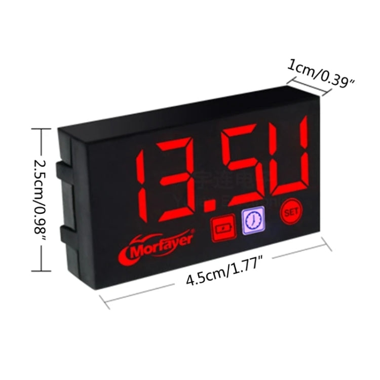 Compact LED Digital Display Time Voltmeter, Specification: 2 in 1 Temperature Green