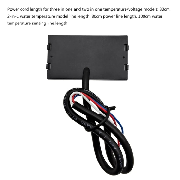 Compact LED Digital Display Time Voltmeter, Specification: 2 in 1 Water Temperature Blue