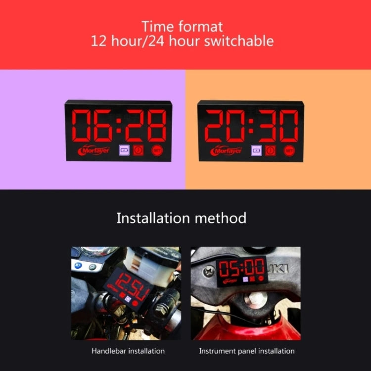 Compact LED Digital Display Time Voltmeter, Specification: 2 in 1 Water Temperature Blue