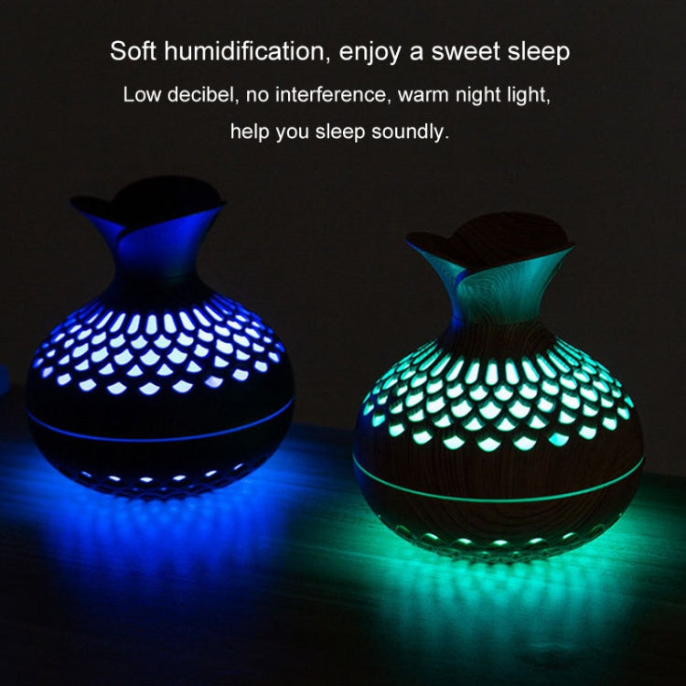 LED Light Aromatherapy Diffuser Home Small Vase Quiet Humidifier Aromatherapy Diffuser 2 In 1(Shallow Wood)
