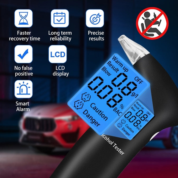 LCD Detector Backlight Light Breath Alcohol Tester, Specification: With 12 Mouthpieces Box - Breath Alcohol Tester by PMC Jewellery | Online Shopping South Africa | PMC Jewellery | Buy Now Pay Later Mobicred