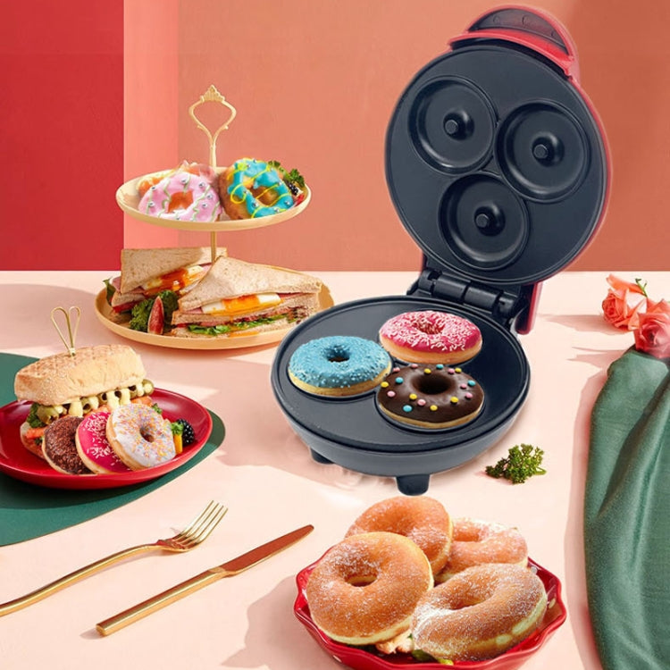 350W Mini Donut Maker Machine Can Make 3 Doughnuts 110V US Plug(Red) - free shipping - PMC TechLife - Order now!