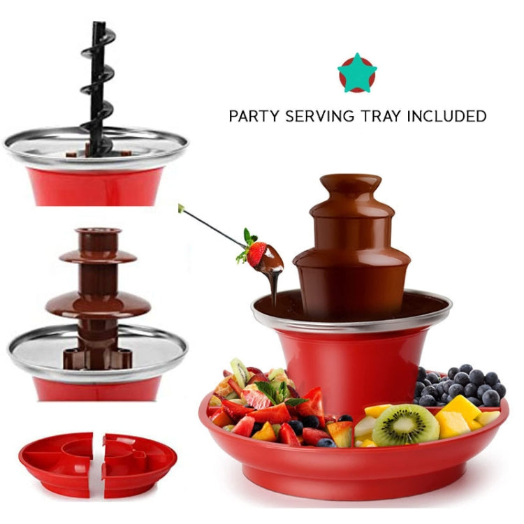 35W 3 Tier Chocolate Fountain Mini Fondue Set with Hot Melting Pot Base 220V EU Plug