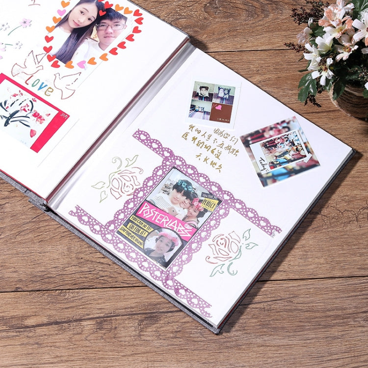 Simple Linen Self-adhesive Film Album Retro Family Large Capacity Handmade Creative Gifts(Beige White Page)