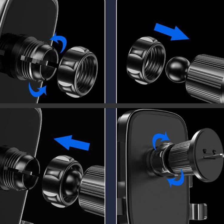 BUDK Anti-shake Car Phone Bracket Car Navigation Air Vent Fixed Gravity Support Stand(Black)
