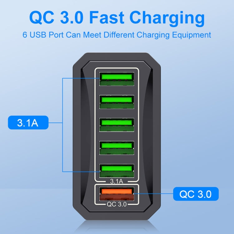 6-Ports Multifunctional Quick Charging USB Travel Charger Power Adapter, Model: Yellow US Plug