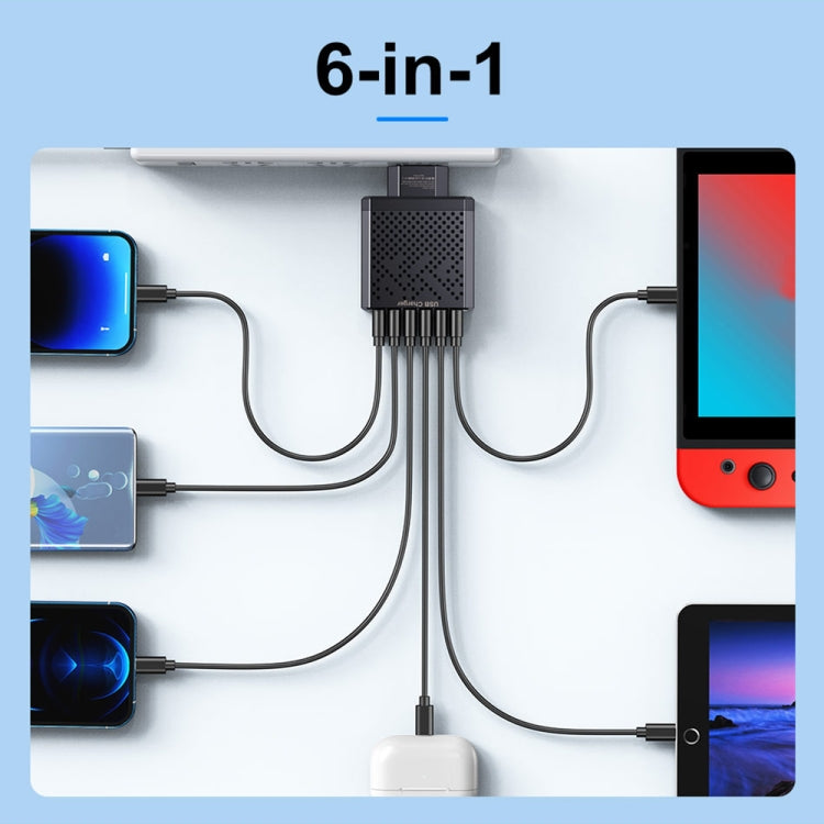 6-Ports Multifunctional Quick Charging USB Travel Charger Power Adapter, Model: White AU Plug