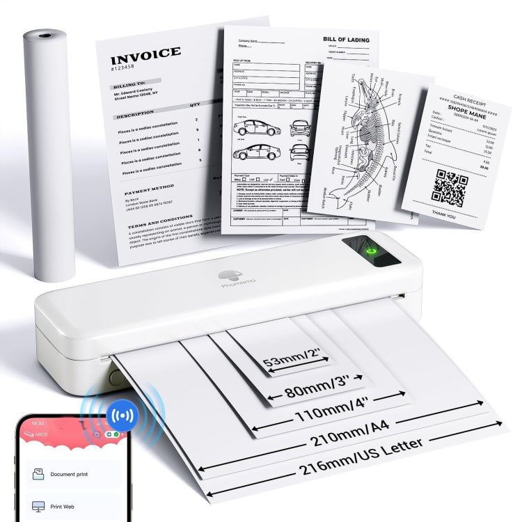 Phomemo M835 Wireless Bluetooth Thermal Printer Support Multi-Size Thermal Paper