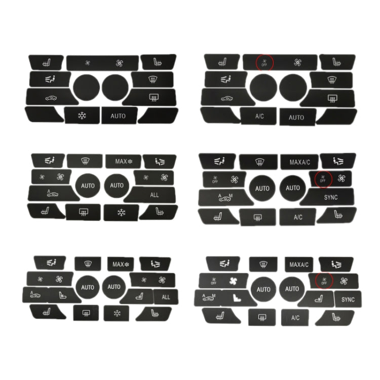 For BMW 5 Series/7 Series/X5/C6/F10/F01/F15 Air Conditioning Button Repair Sticker, Style: A 13pcs With OFF