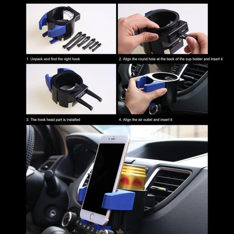 Car Air Conditioner Air Outlet Mobile Phone Water Cup Holder(Black) - free shipping - PMC TechLife - Order now!