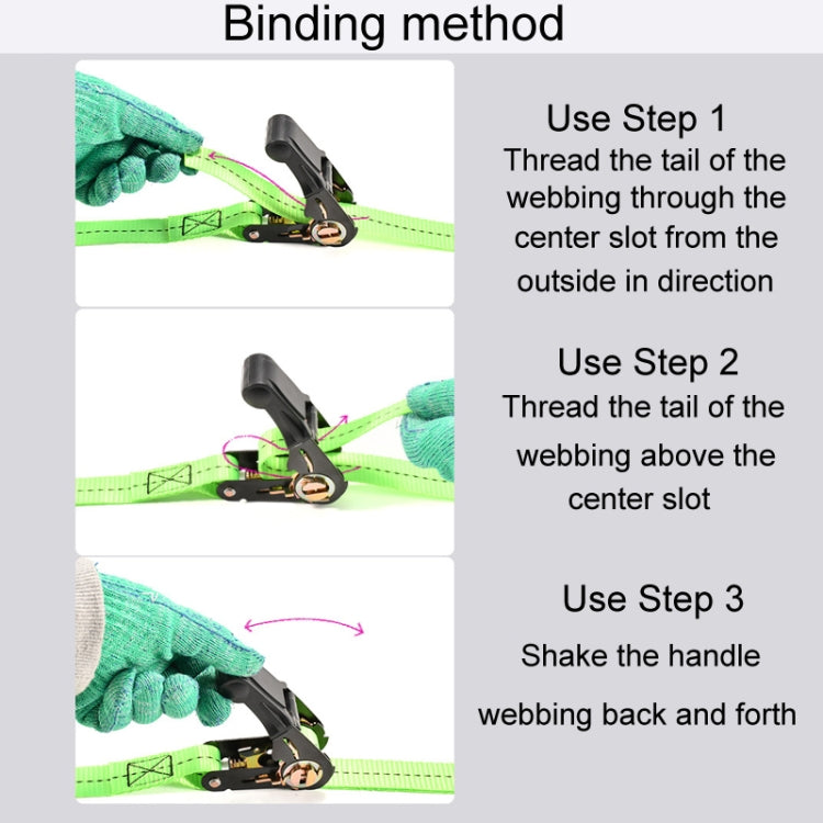 Motorcycle Ratchet Tensioner Cargo Bundling And Luggage Fixing Straps, Specification: Fluorescent Green 1m