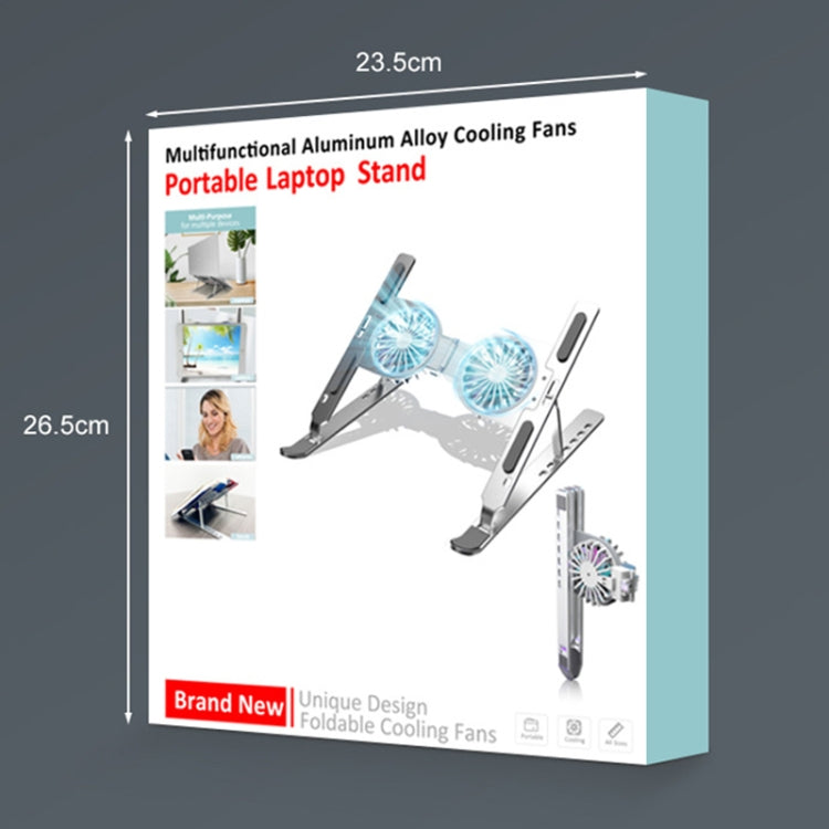 C9 Pro RGB Ambient Light Foldable Fan Cooling Laptop Aluminum Alloy Heightening Stand, Color: Gray
