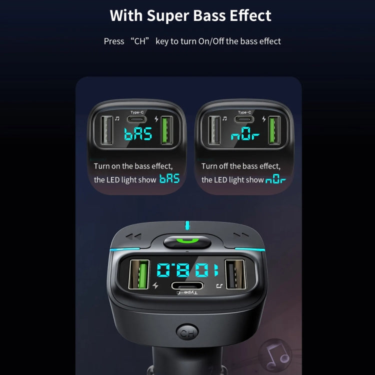 Car Bluetooth MP3 Player Ambient Light Charger(Black) - Bluetooth Car Kits by PMC TechLife | Online Shopping South Africa | PMC TechLife | Buy Now Pay Later Mobicred