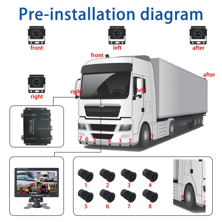 7 Inch Four-Way Monitor With Reverse Detection Digital Radar(PZ905) - Radar Detectors by PMC Jewellery | Online Shopping South Africa | PMC Jewellery | Buy Now Pay Later Mobicred