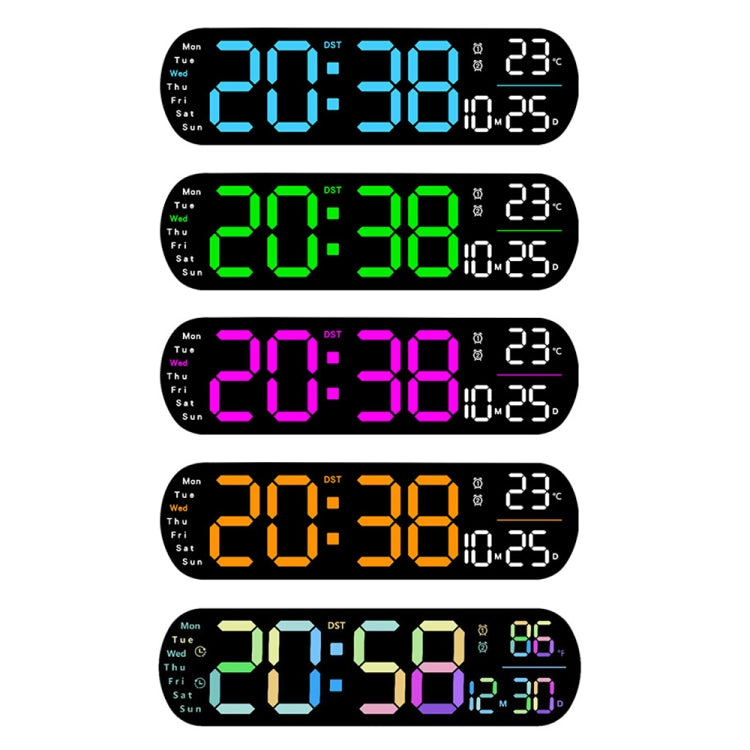 Remote Control Digital Display Atmosphere Light Wall Clock Living Room Decoration Clock, Color: Green