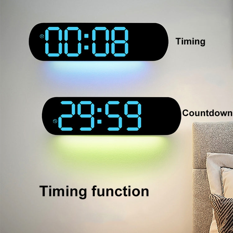 Remote Control Digital Display Atmosphere Light Wall Clock Living Room Decoration Clock, Color: Green