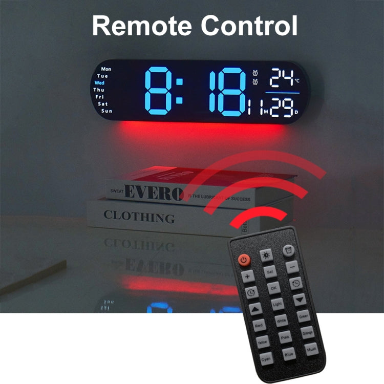 Remote Control Digital Display Atmosphere Light Wall Clock Living Room Decoration Clock, Color: Green