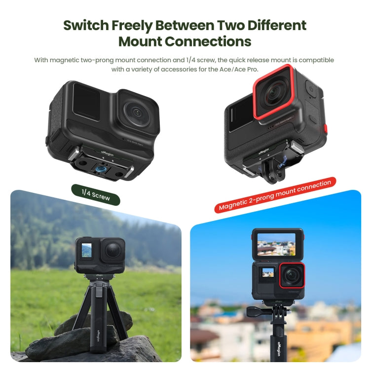 AMagisn Metal Magnetic Quick Release + Top Cover, For Insta360 Ace / Ace Pro / X3 / X2 / GoPro HERO12 Black