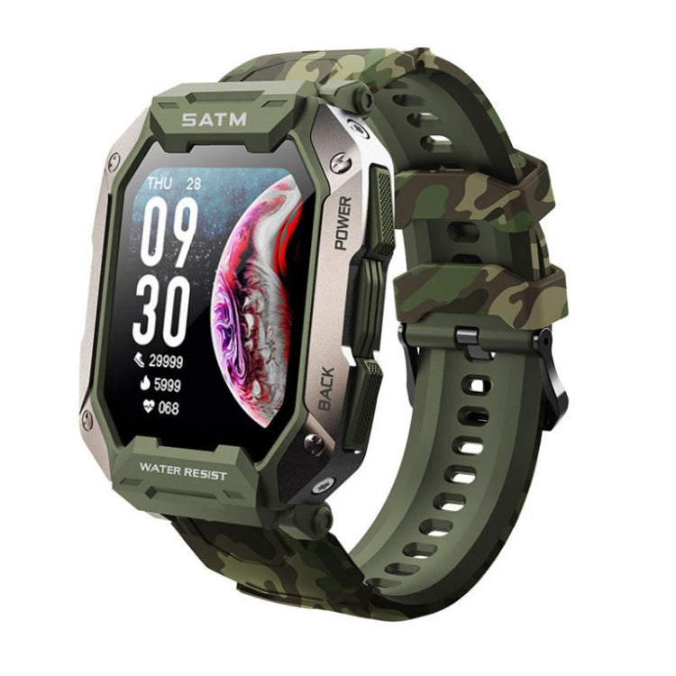 C20Plus 1.81-inch Wellness Tracking Water-resistant Bluetooth Call Smart Watch, Color: Camouflage Green