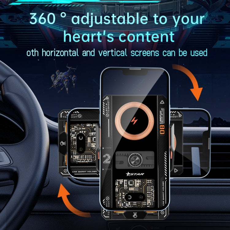 15W QI Protocol Wireless Car Charger Smart Induction Phone Holder(Black) - Wireless Charger Holders by PMC TechLife | Online Shopping South Africa | PMC TechLife | Buy Now Pay Later Mobicred