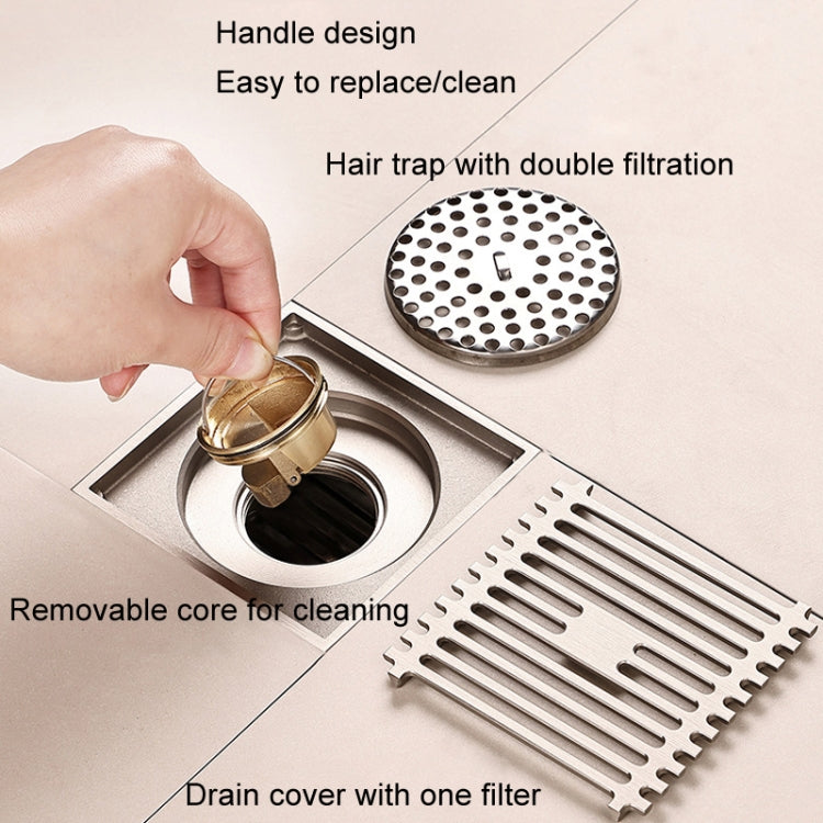 All Copper Brushed Anti-Odor Floor Drain Gravity Copper Core Bathroom Floor Drain, Specification: 8x20cm Long Medium Drain - Drain Strainers by PMc TechLife | Online Shopping South Africa | PMc TechLife | Buy Now Pay Later Mobicred