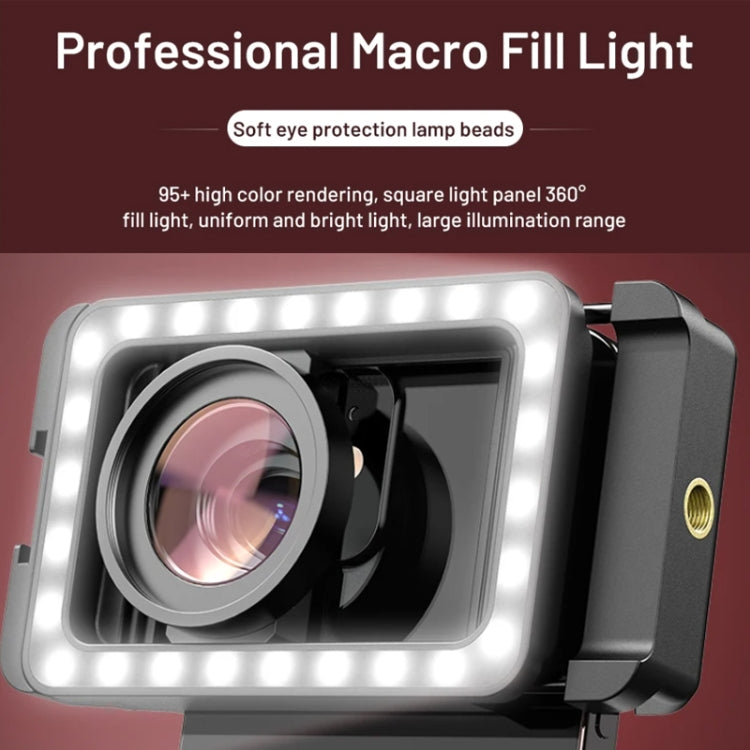 APEXEL 15X Macro Lens With LED Fill Light Phone Holder Clamp